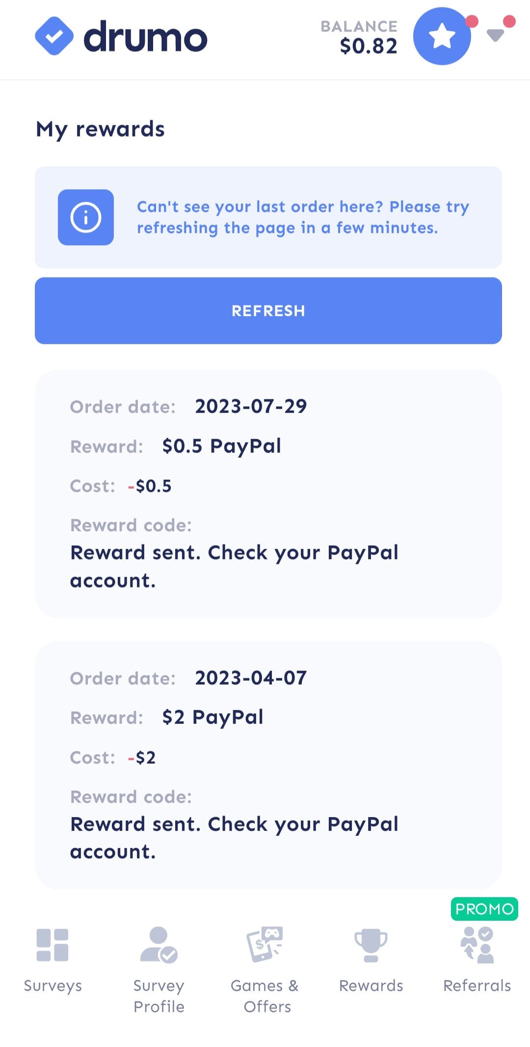 Drumo my rewards