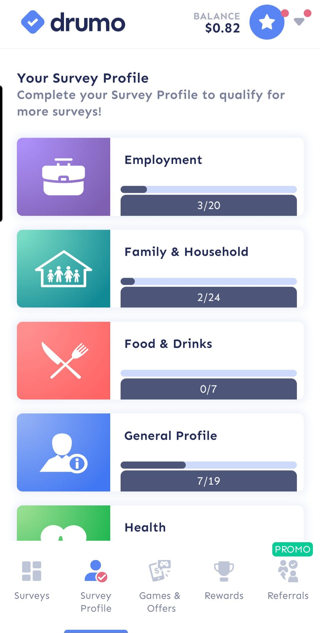 Drumo complete profile questions