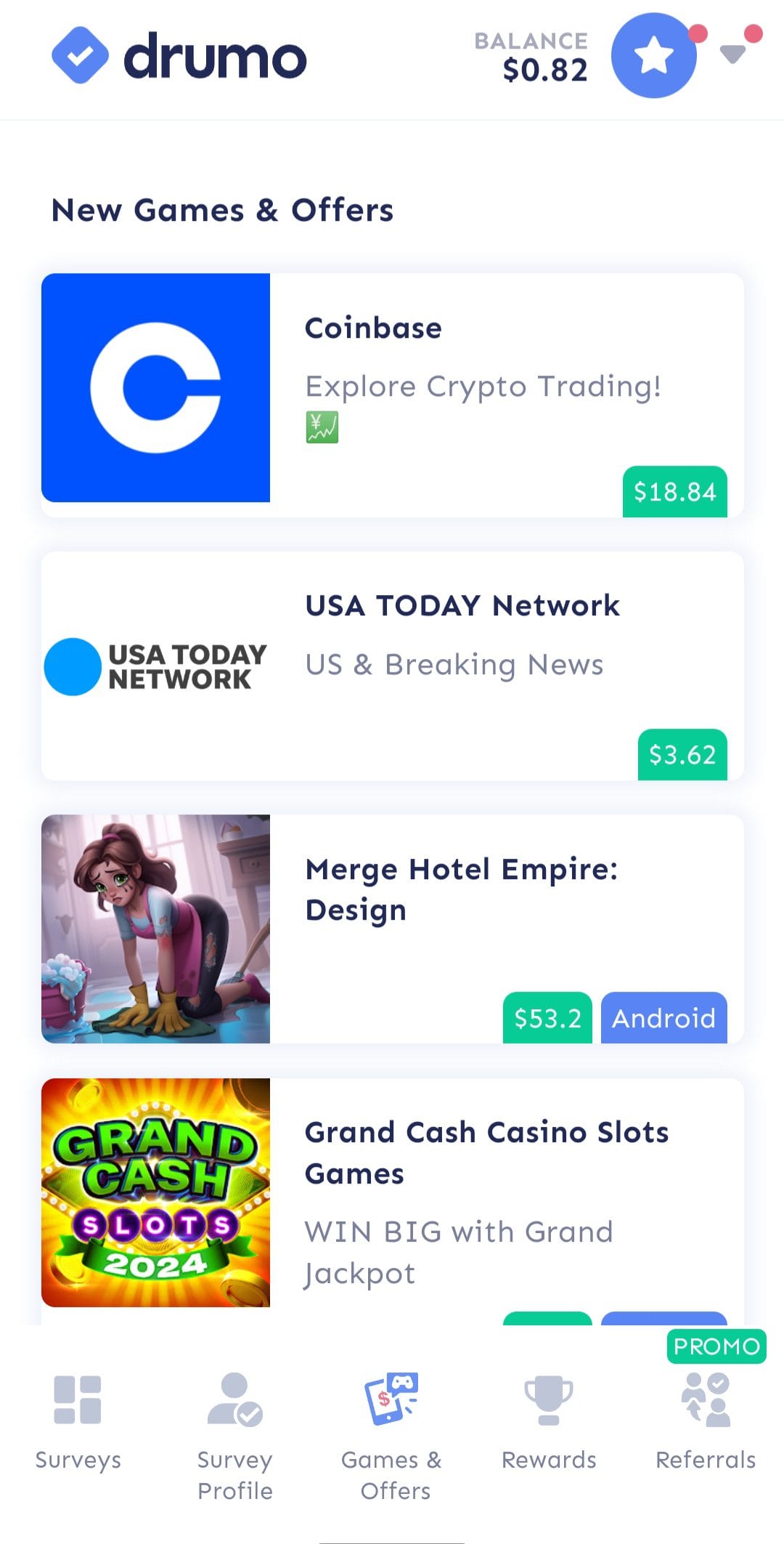 Drumo offers and tasks