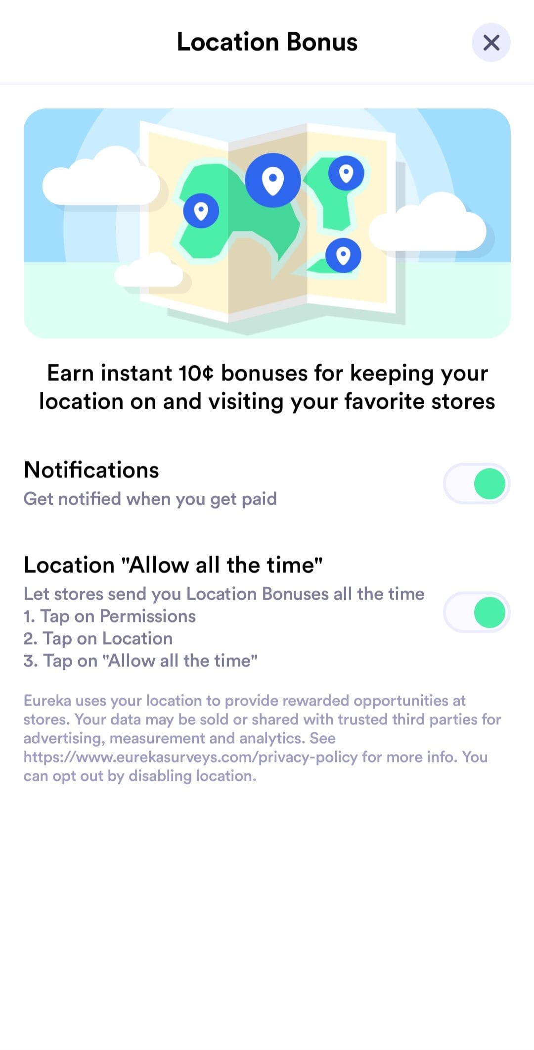 Eureka location bonuses