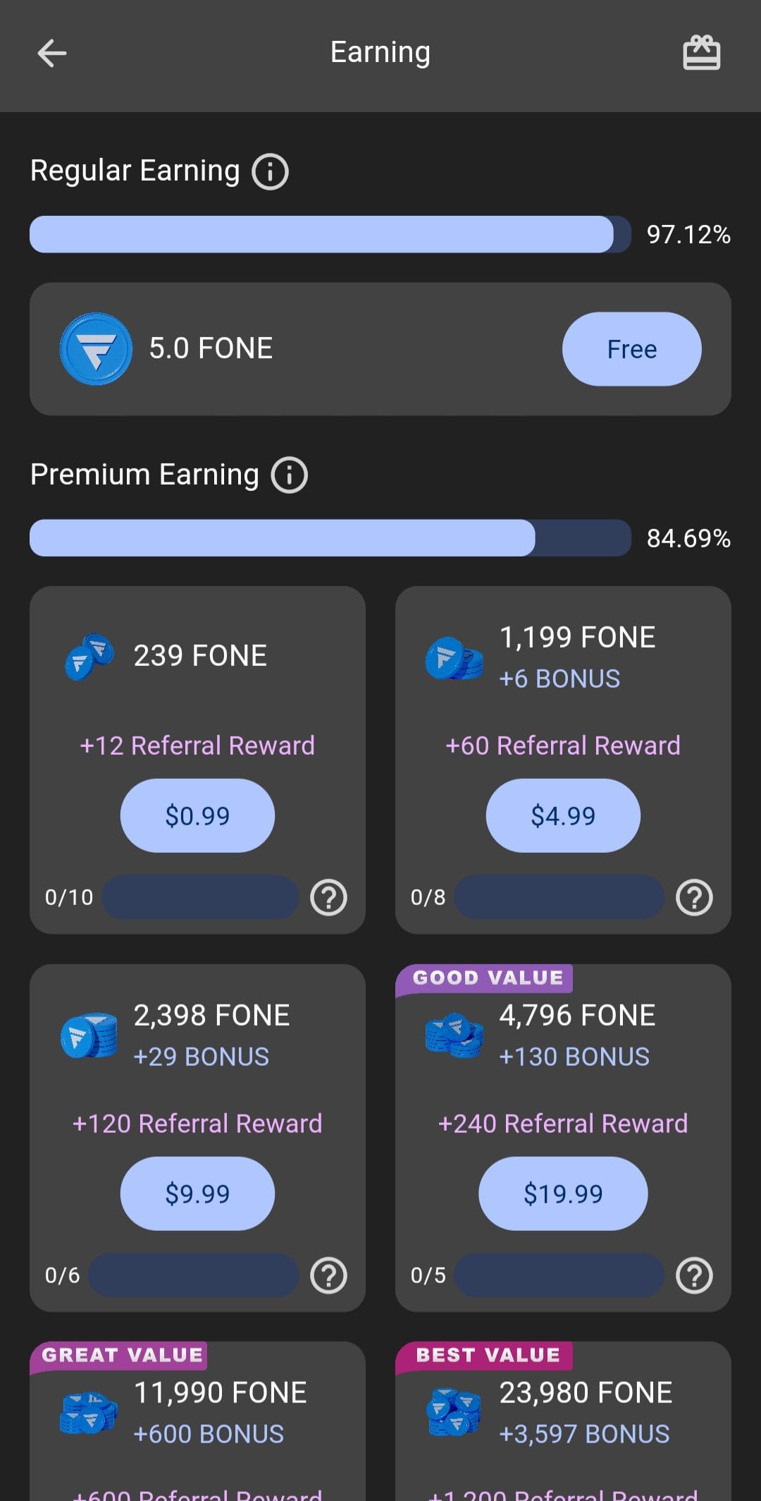 Fone Network Regular Earning