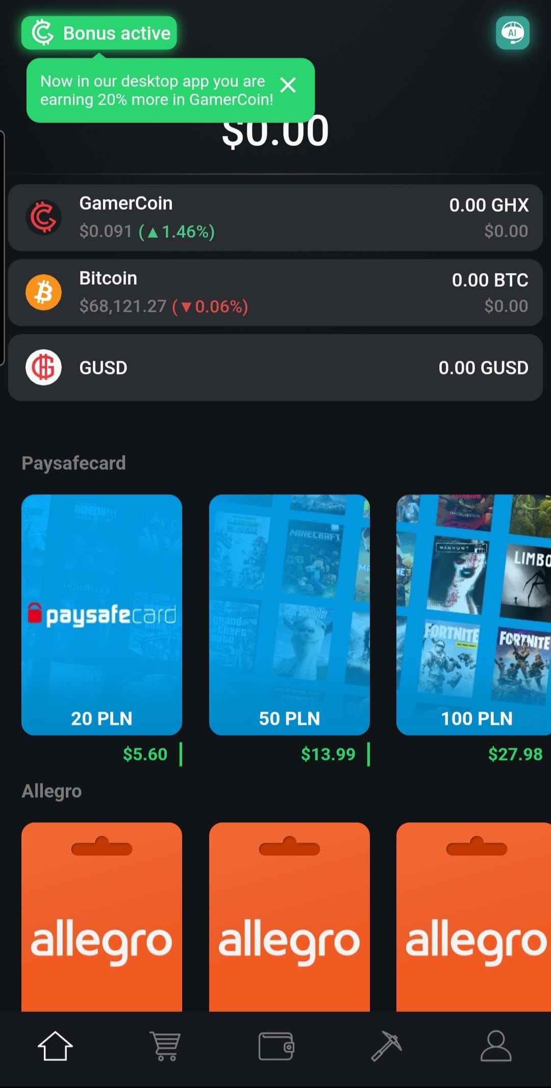 GamerHash Balance