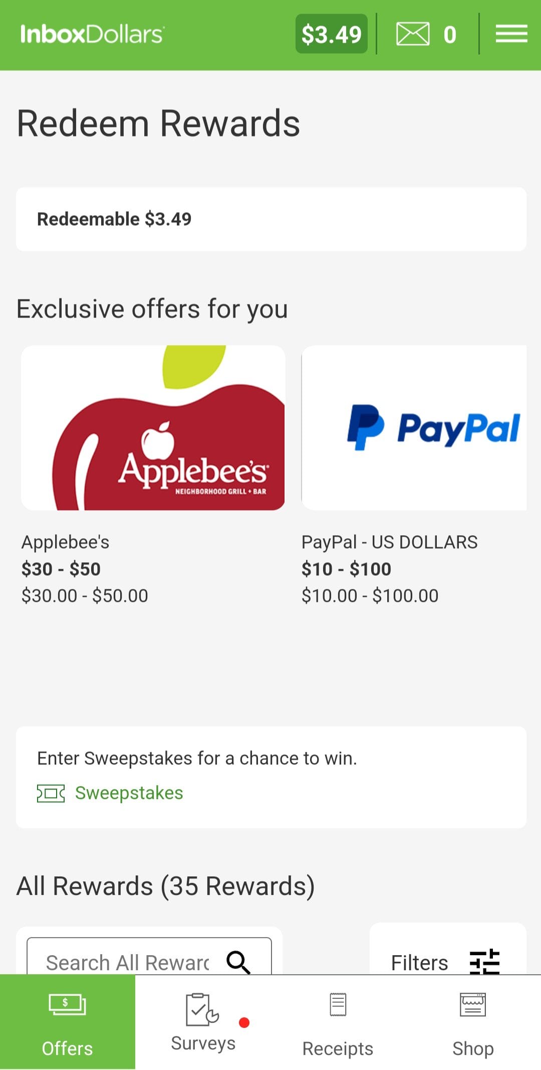 InboxDollars Cashout Options