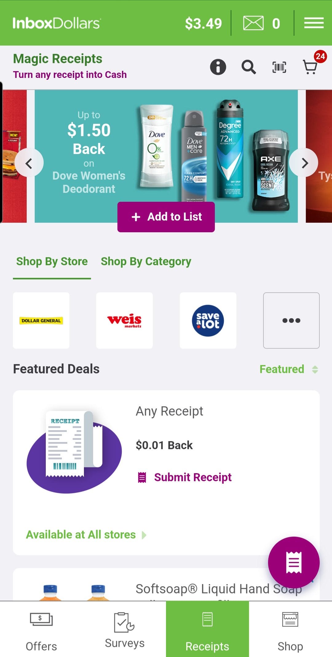InboxDollars Scan Receipts
