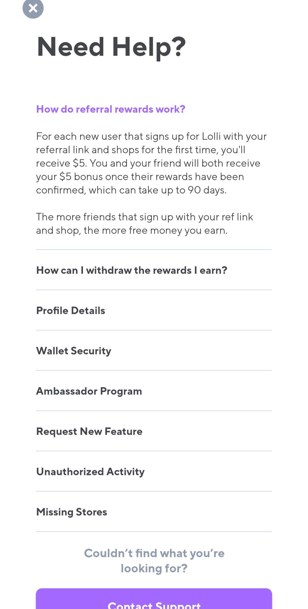 Lolli how do referrals work