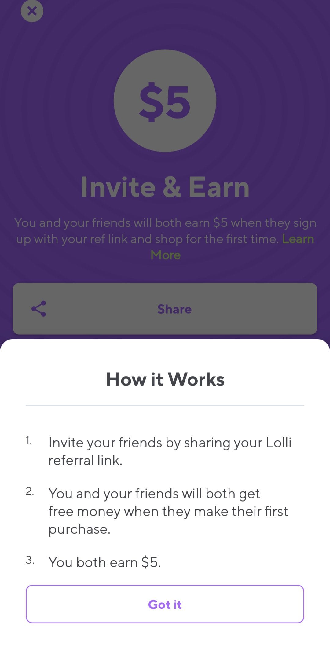 Lolli referral code