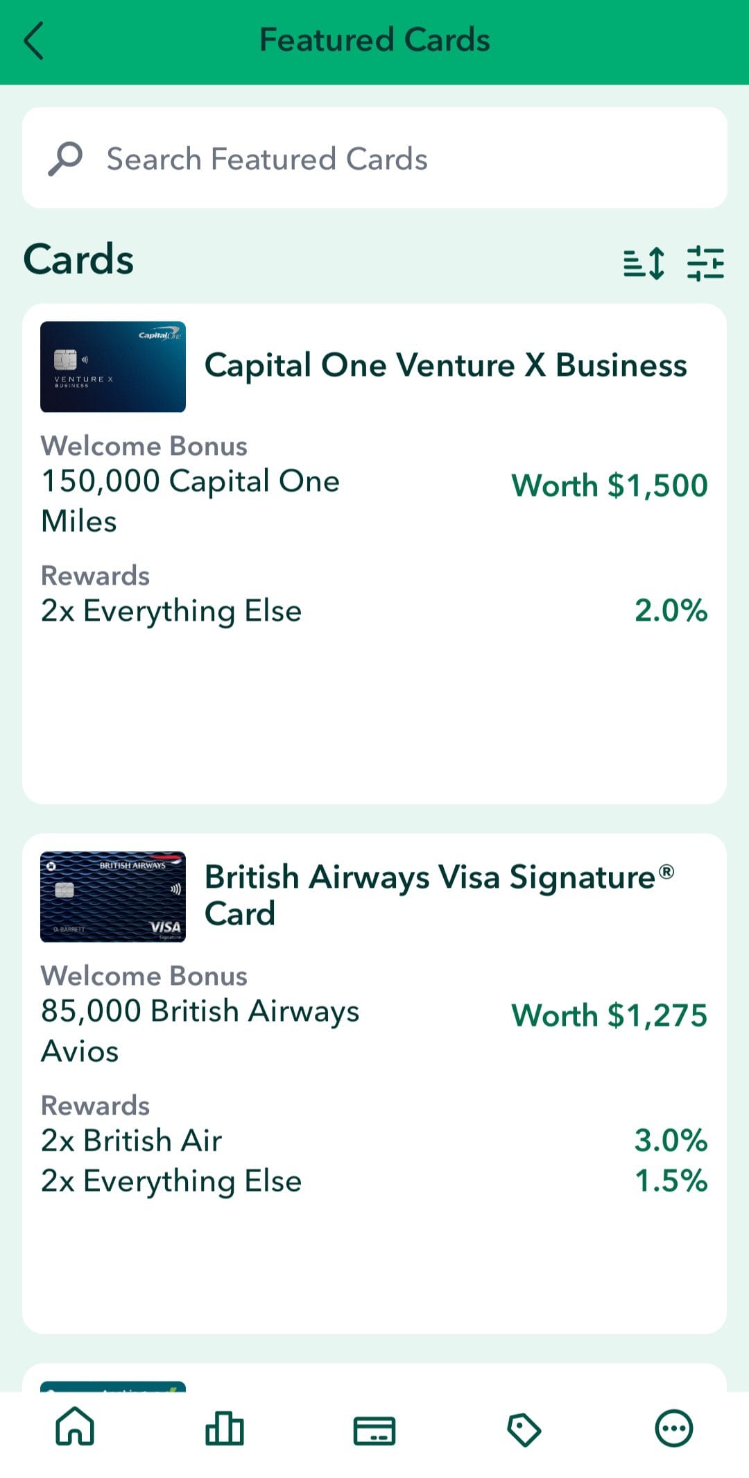 MaxRewards Featured Cards