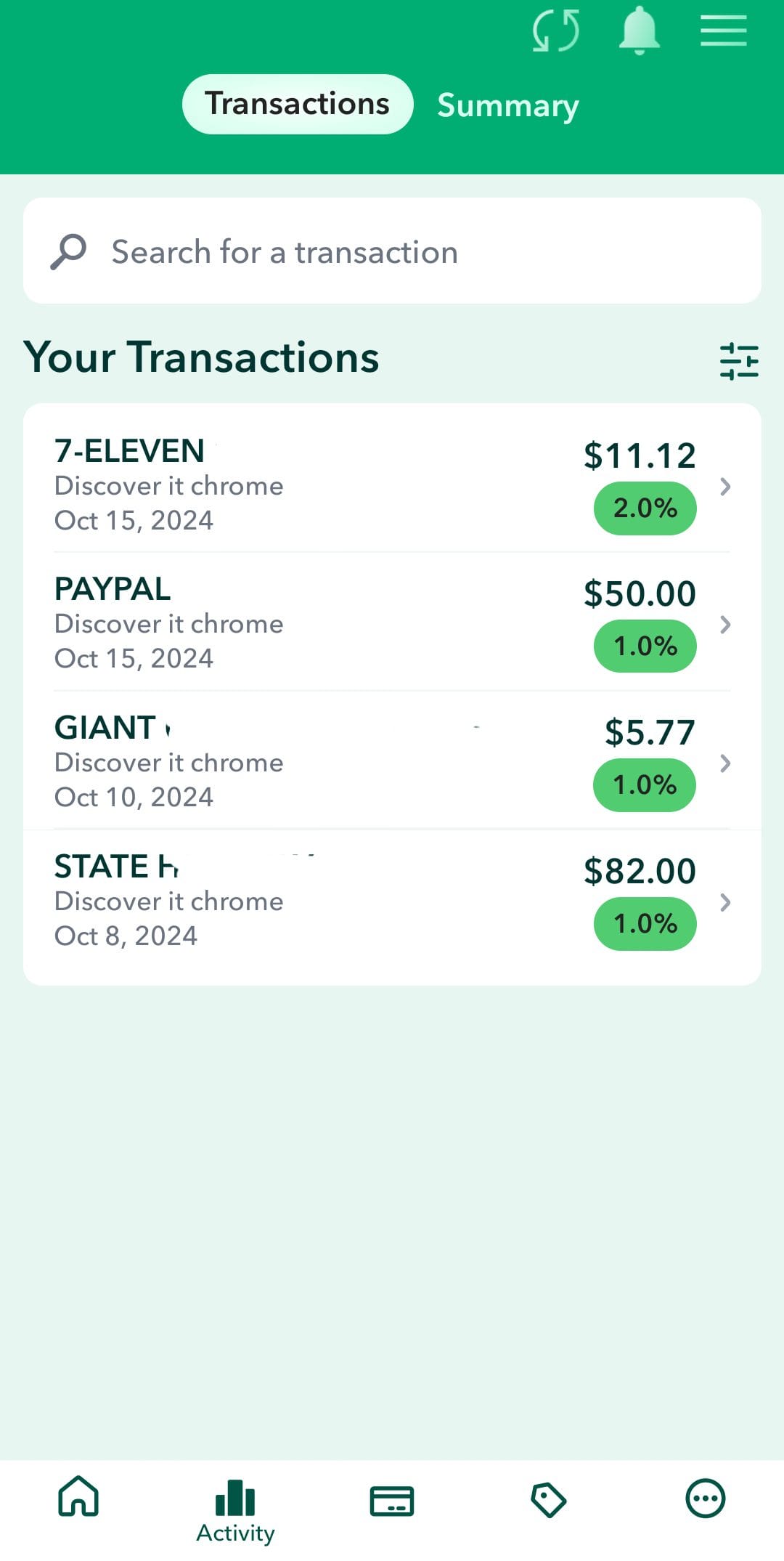 MaxRewards Your Transactions
