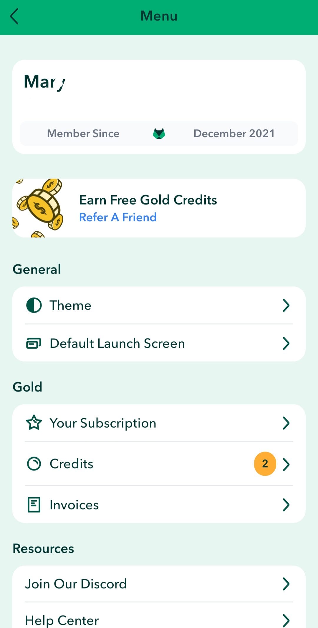 MaxRewards Profile Menu