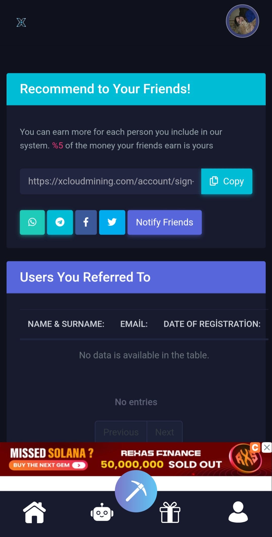 Mining X Referral Code