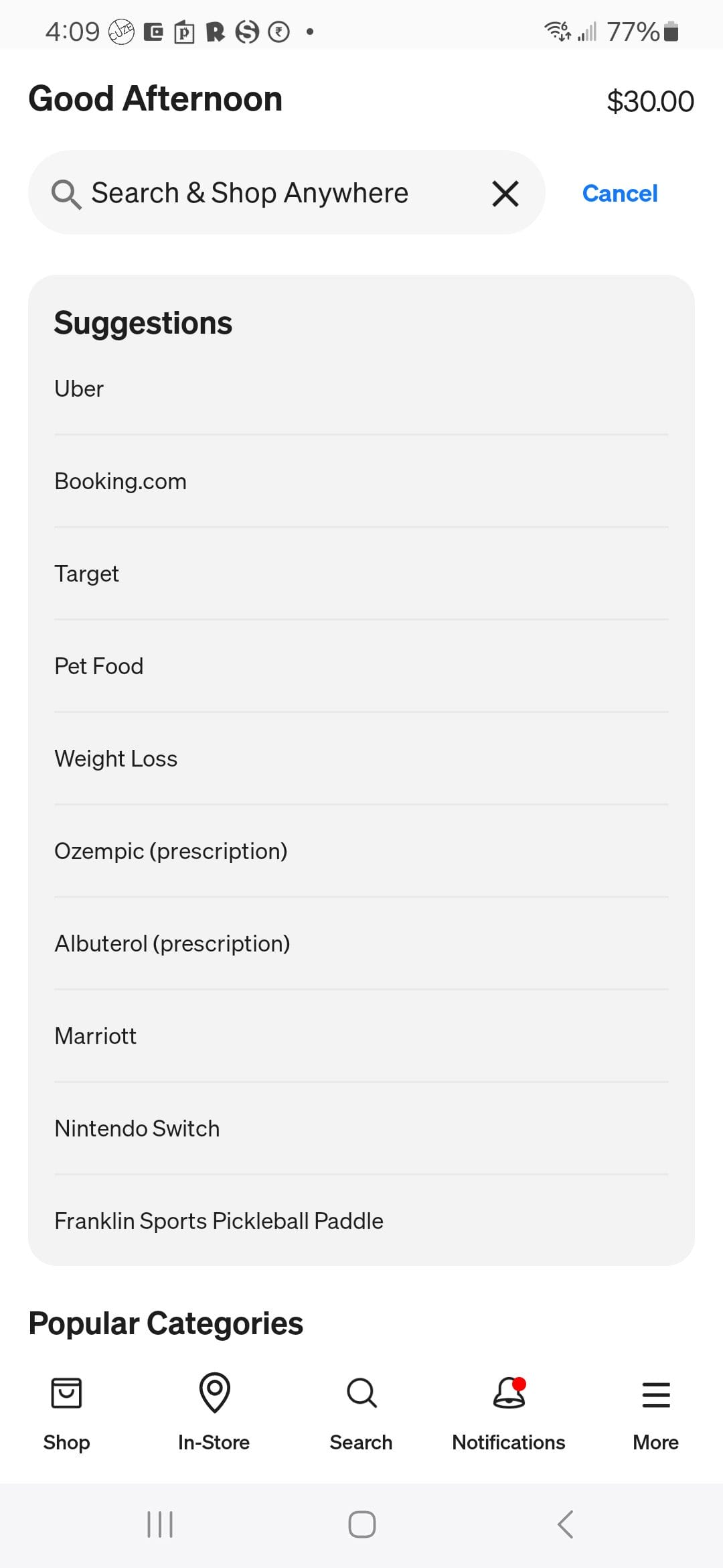 Price.com menu