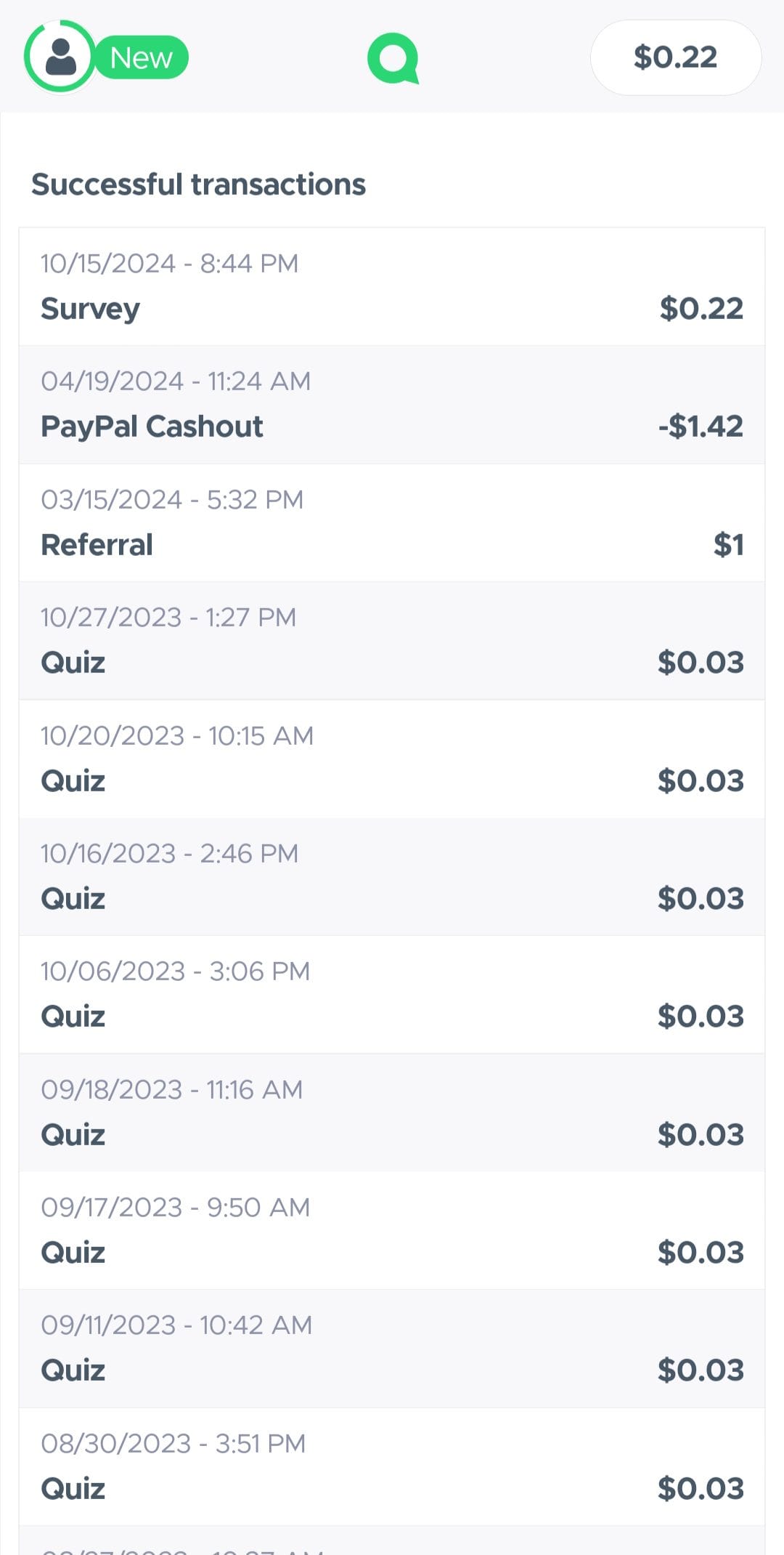 Qmee Successful Transactions