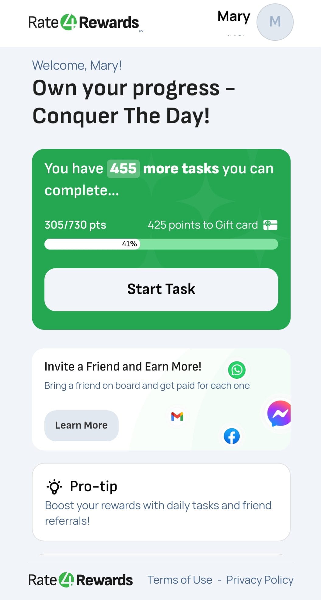 Rate4Rewards Complete Tasks