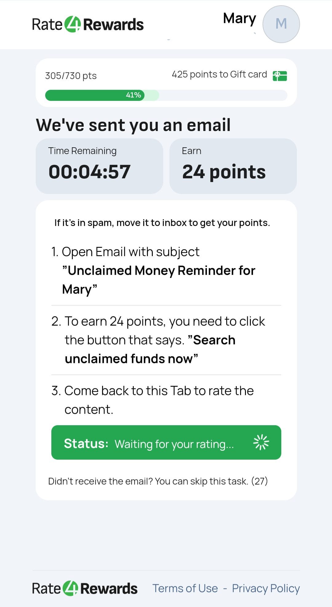 Rate4Rewards Sample Task
