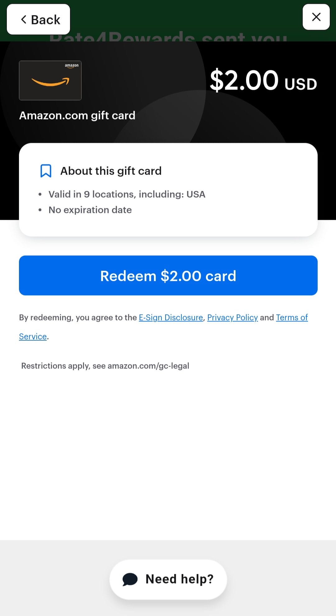 Rate4Rewards Amazon Gift Cards