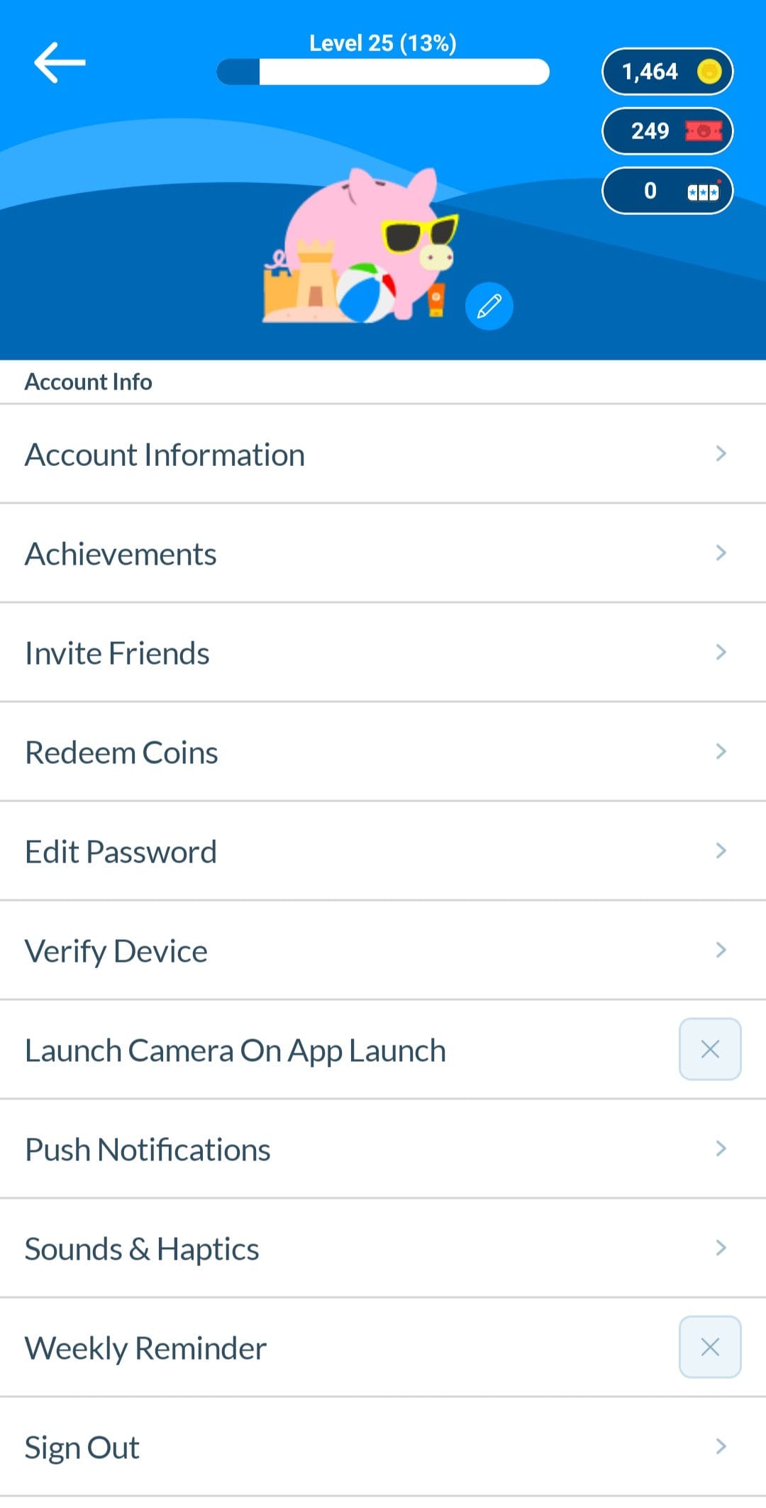 Receipt Hog Profile Menu