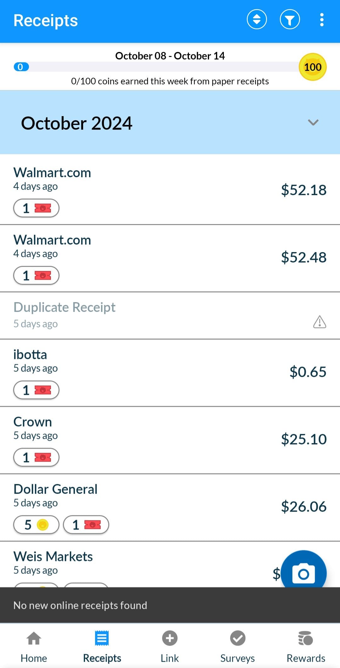 Receipt Hog scanned Receipts