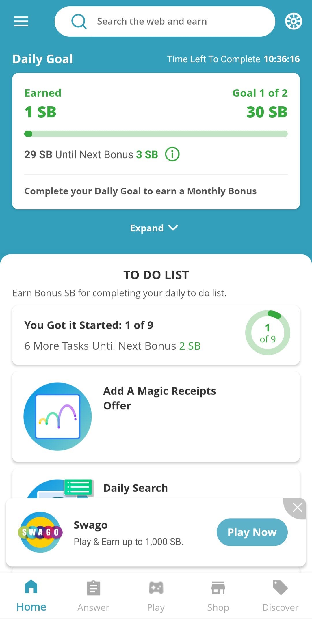 Swagbucks To Do List