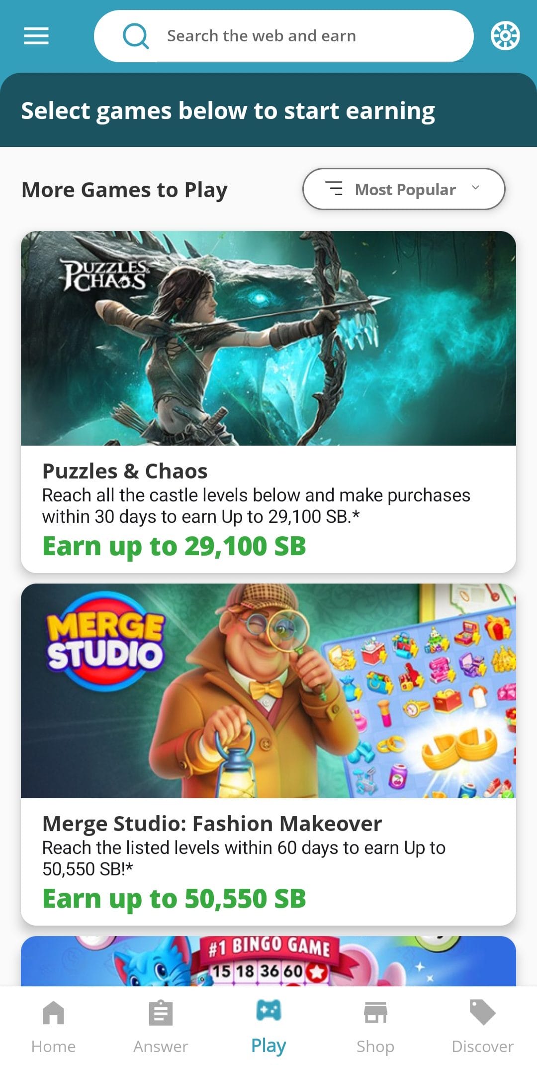Swagbucks Play Games