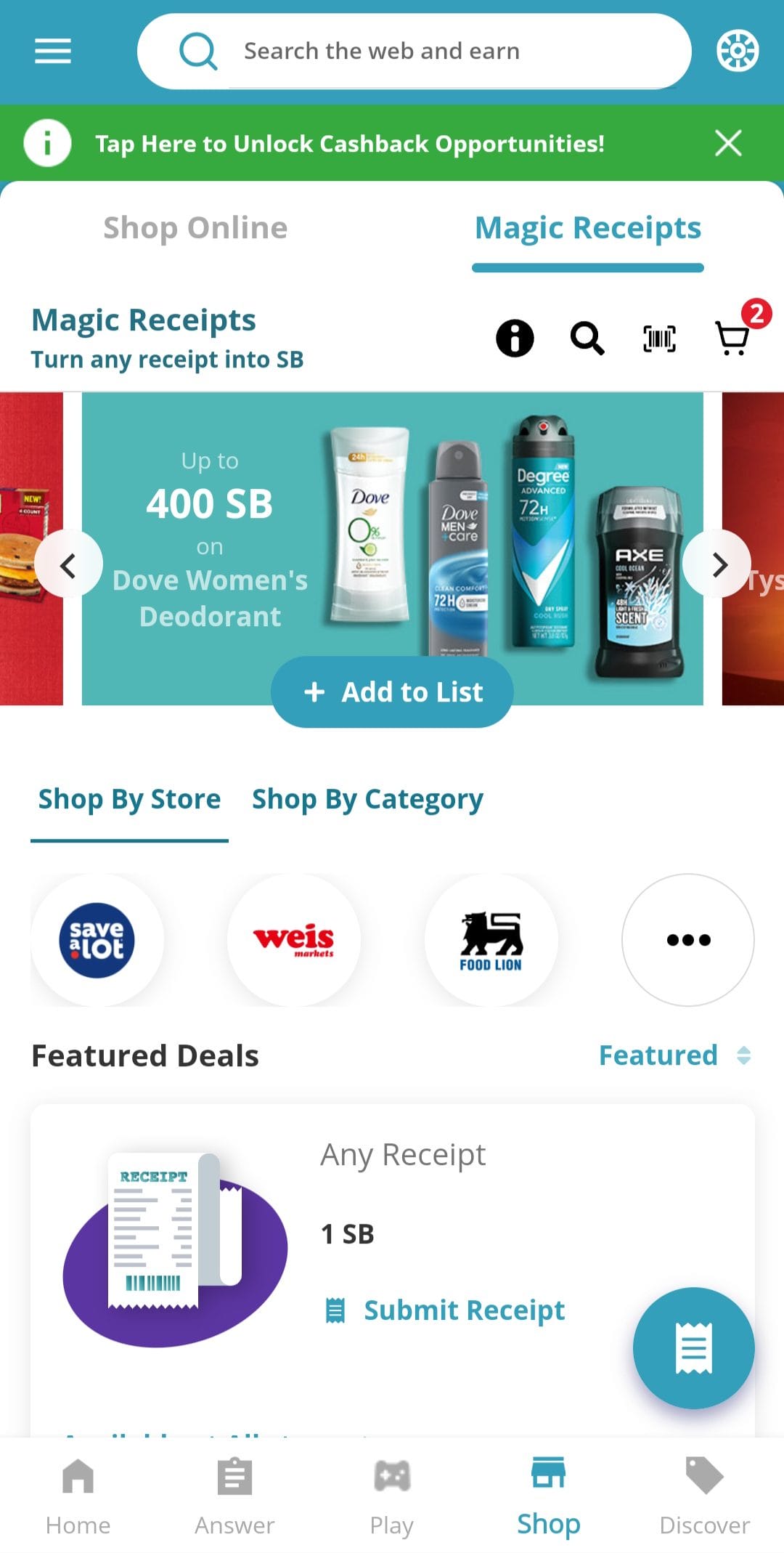 Swagbucks scan receipts