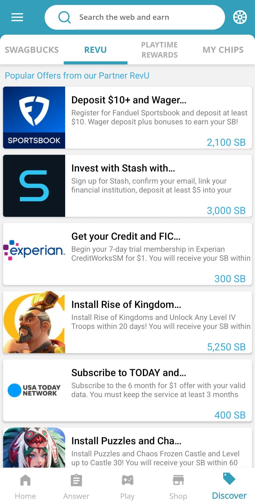 Swagbucks RevU Offers