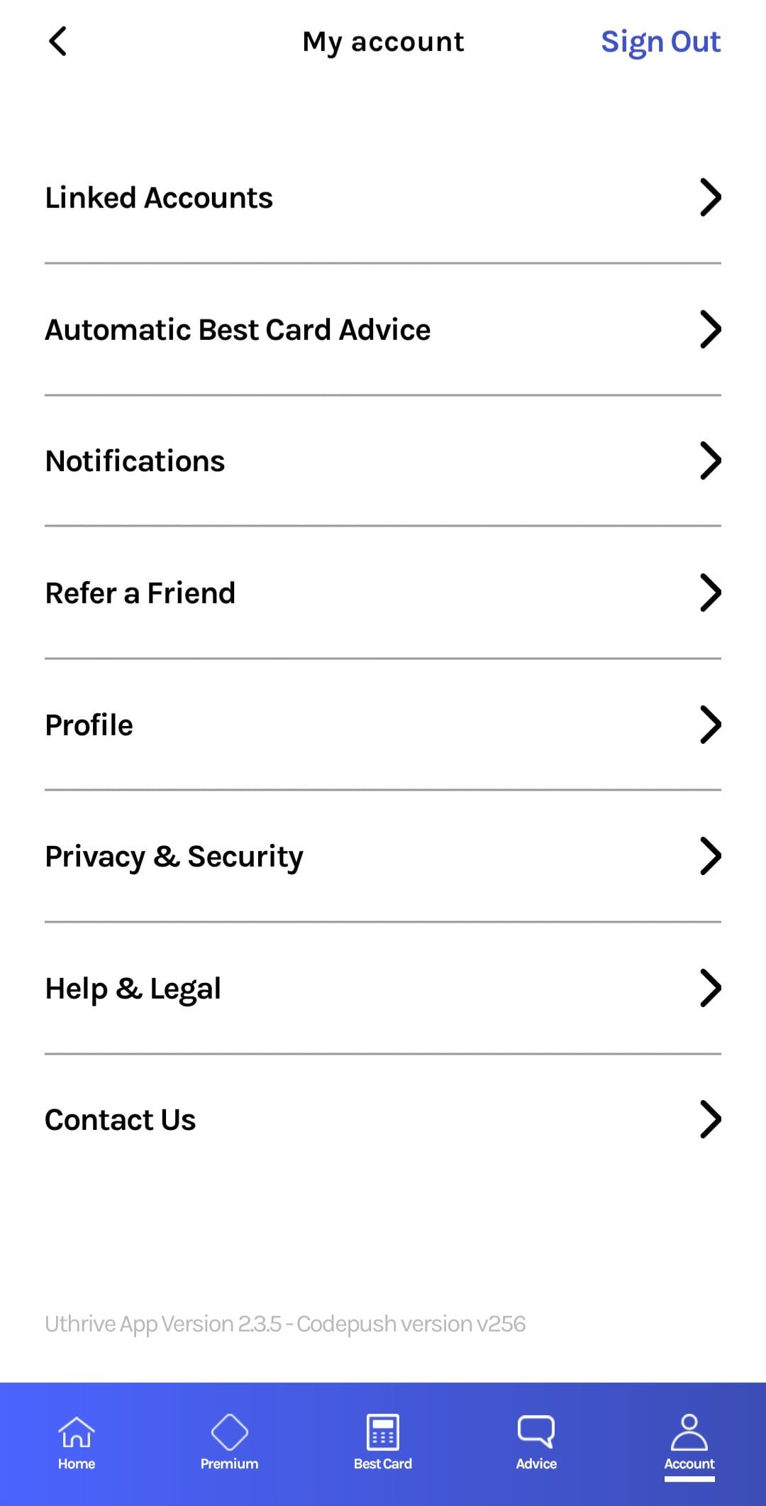 Uthrive profile menu