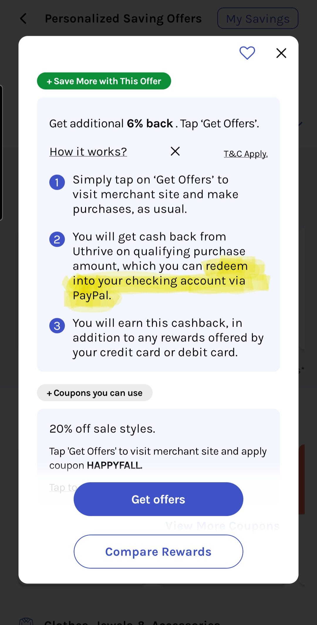 Uthrive Cashout Options