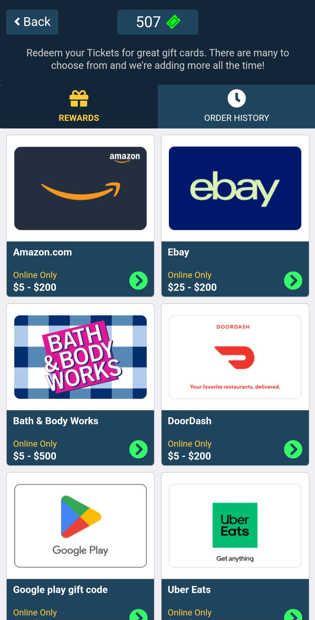 verydice Earn Gift Cards