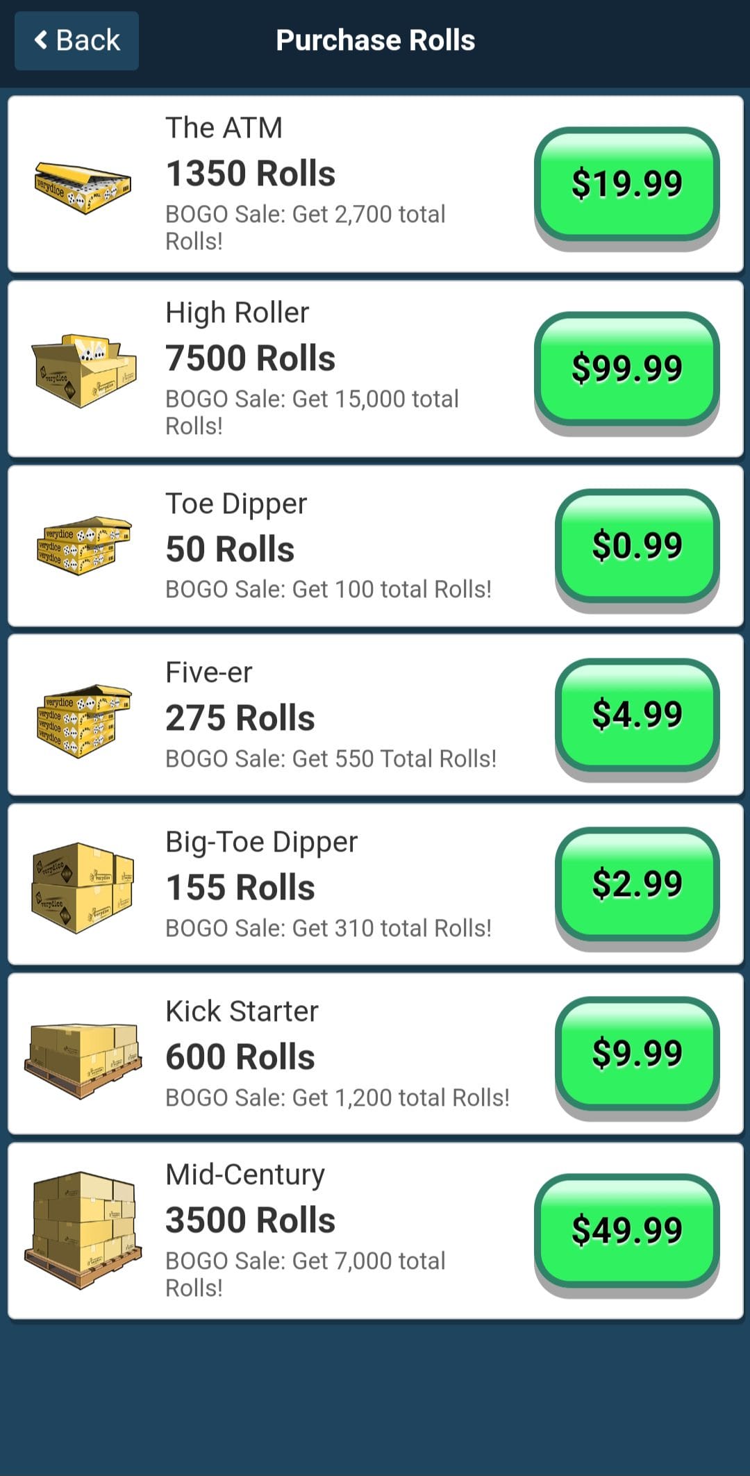 verydice Purchase Rolls