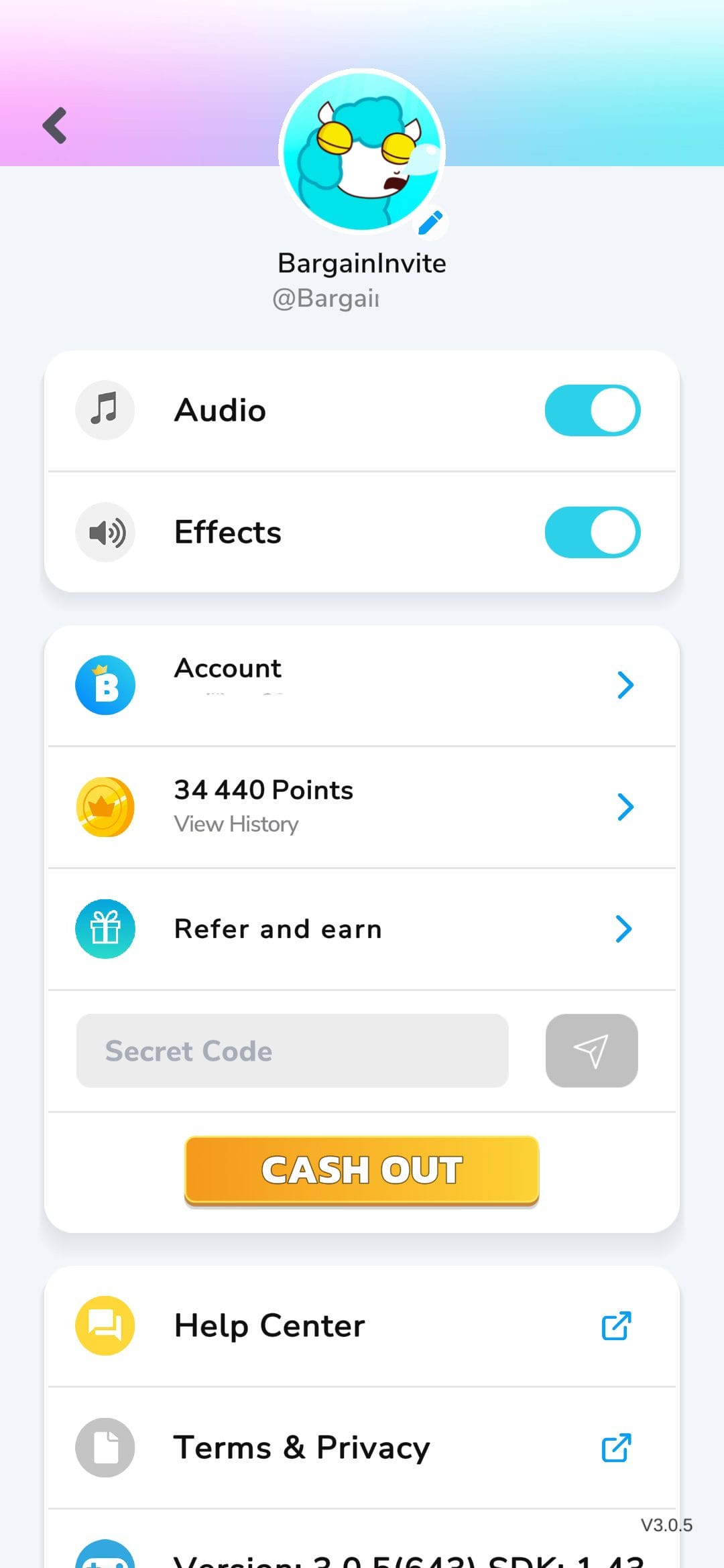 Bitcoin Food Fight Profile Menu