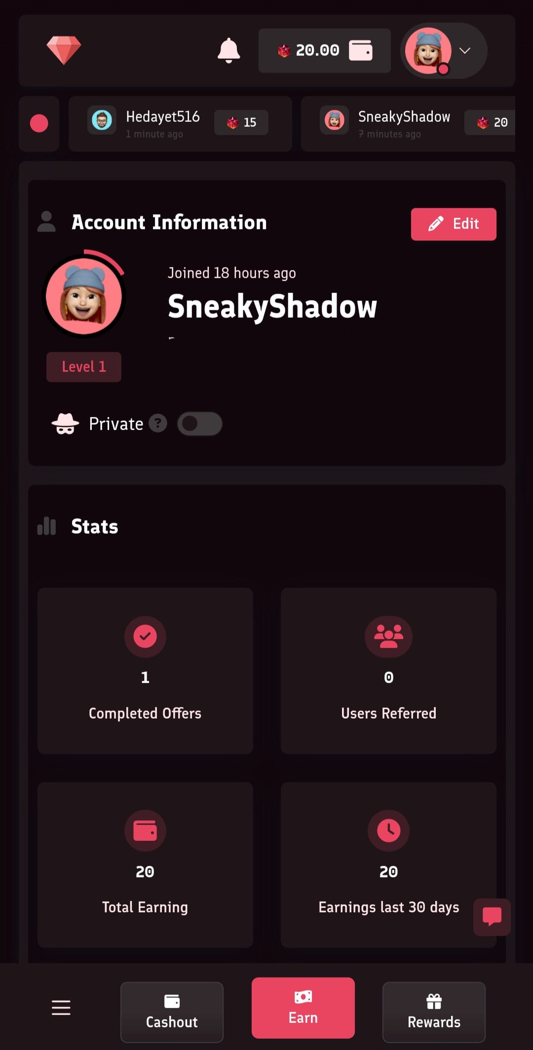 Freegem Account Stats