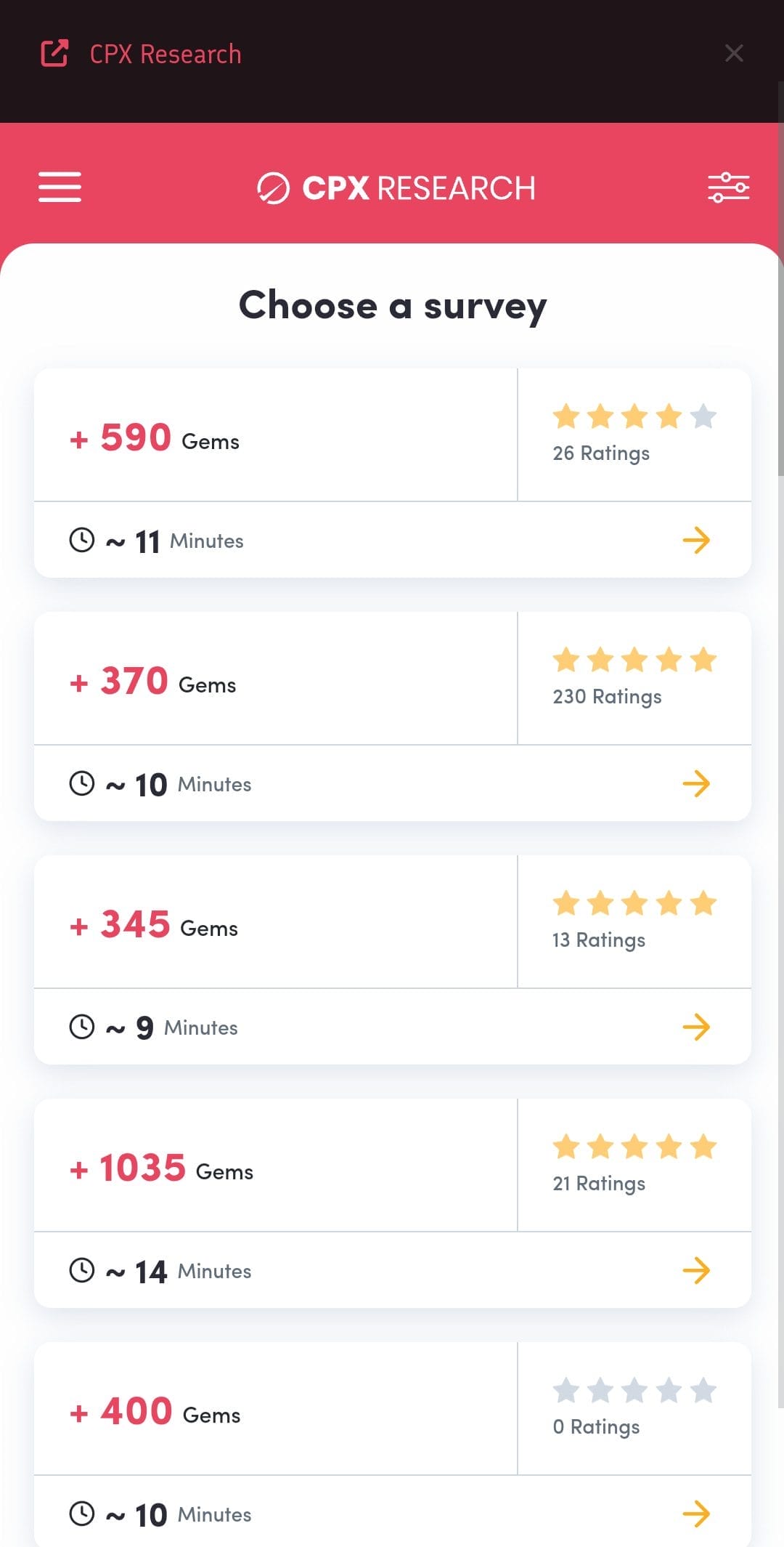 Freegem CPX Research Offerwall