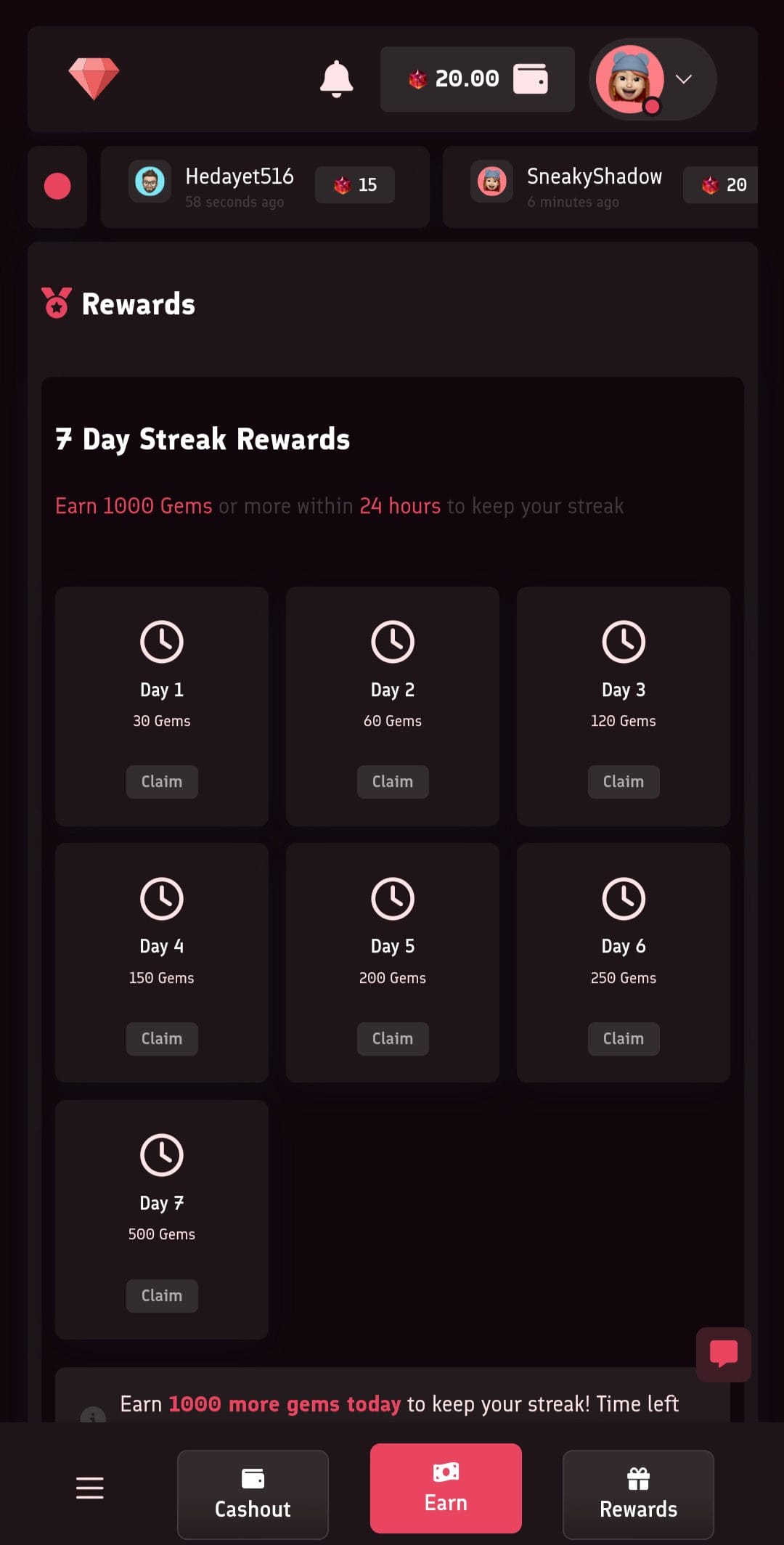 Freegem Daily Streak Rewards