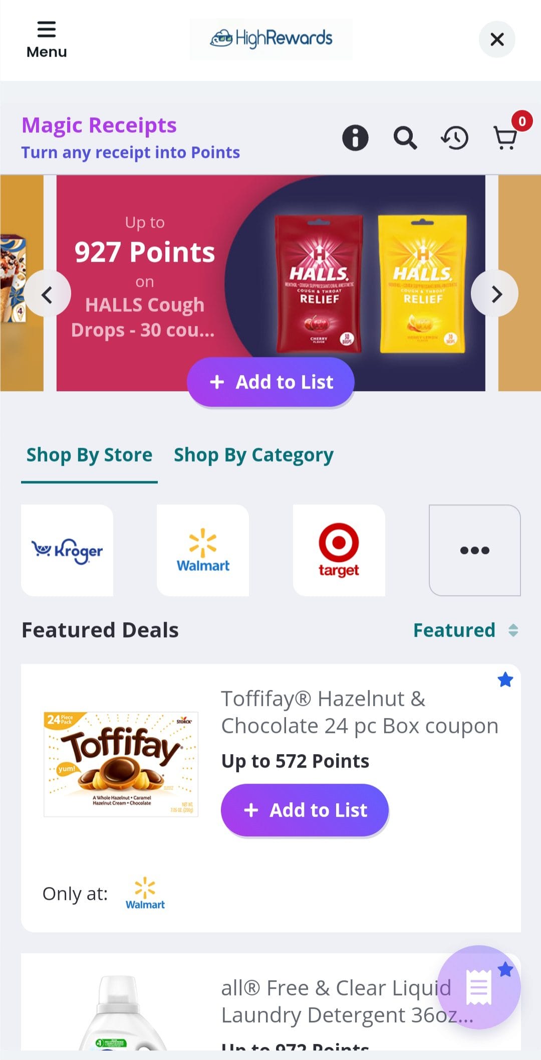 HighRewards Scan Receipts