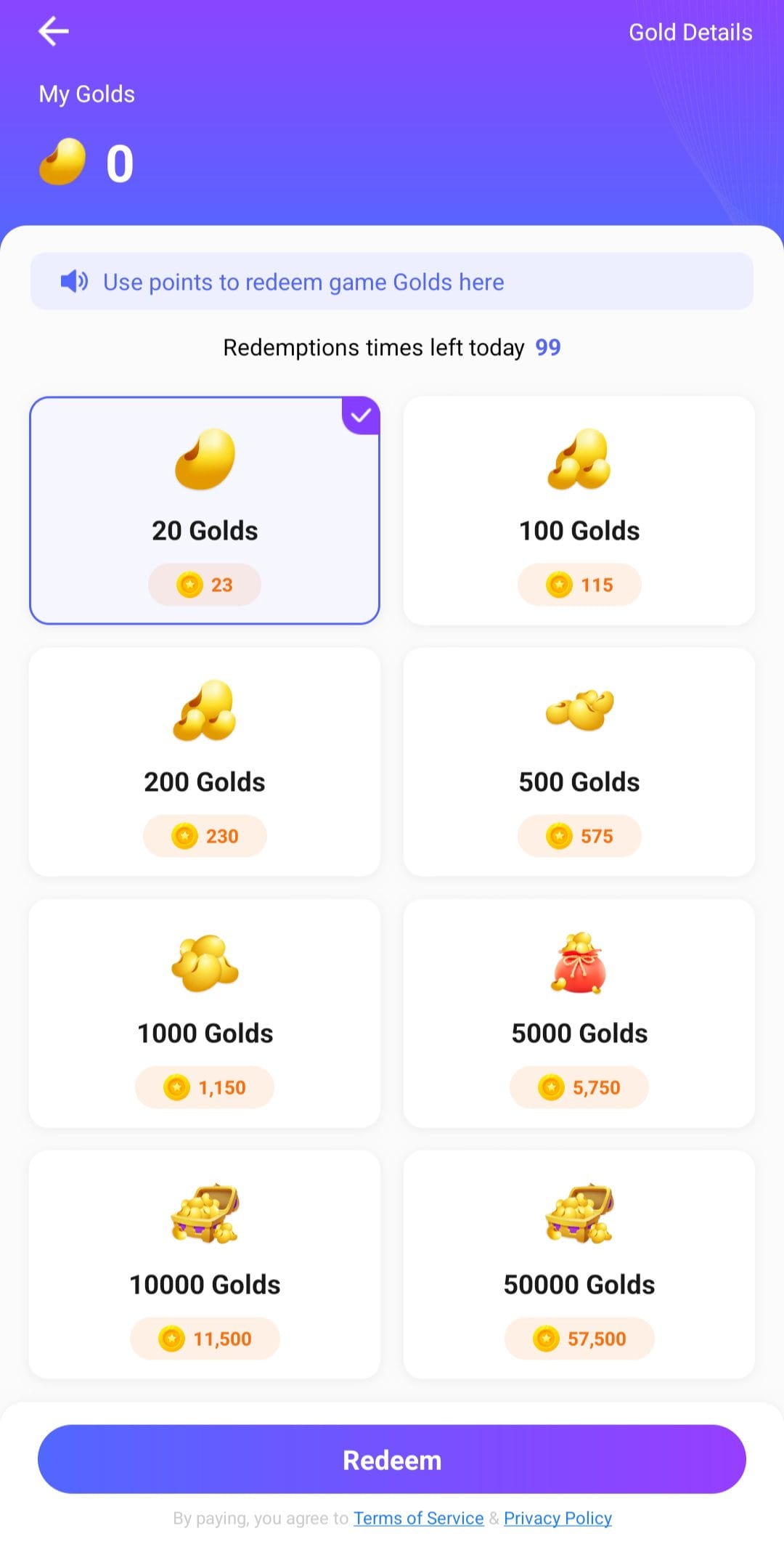 JOYit Redeem for Gold Pieces