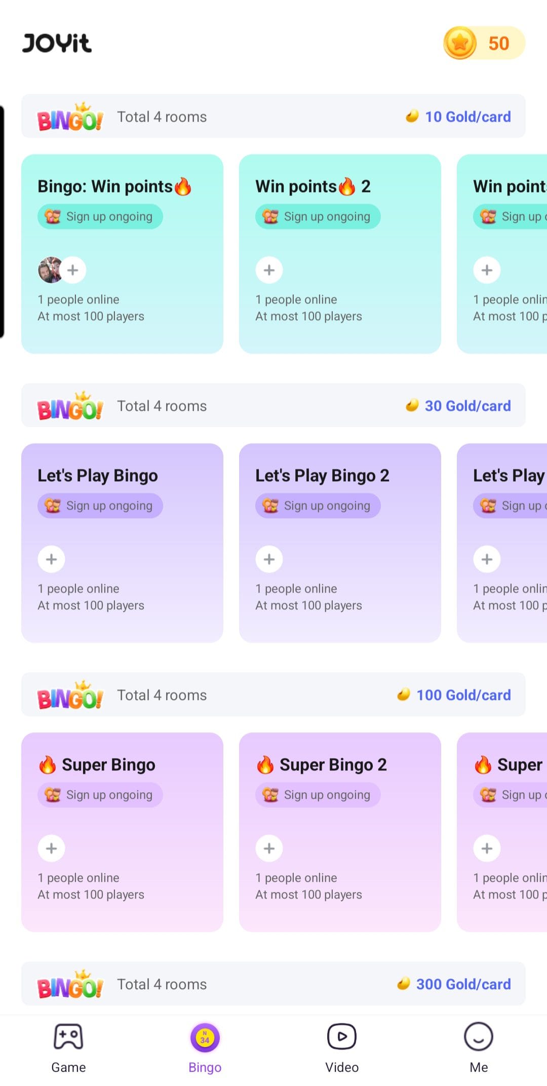 JOYit Bingo Rooms