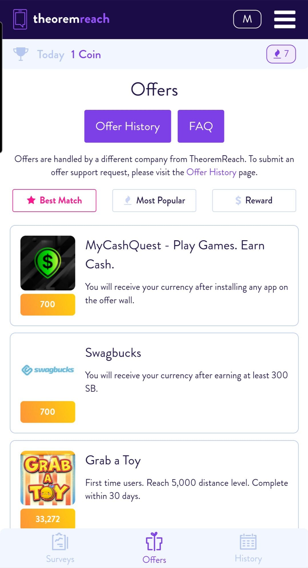 PaidCash Theoremreach Offers