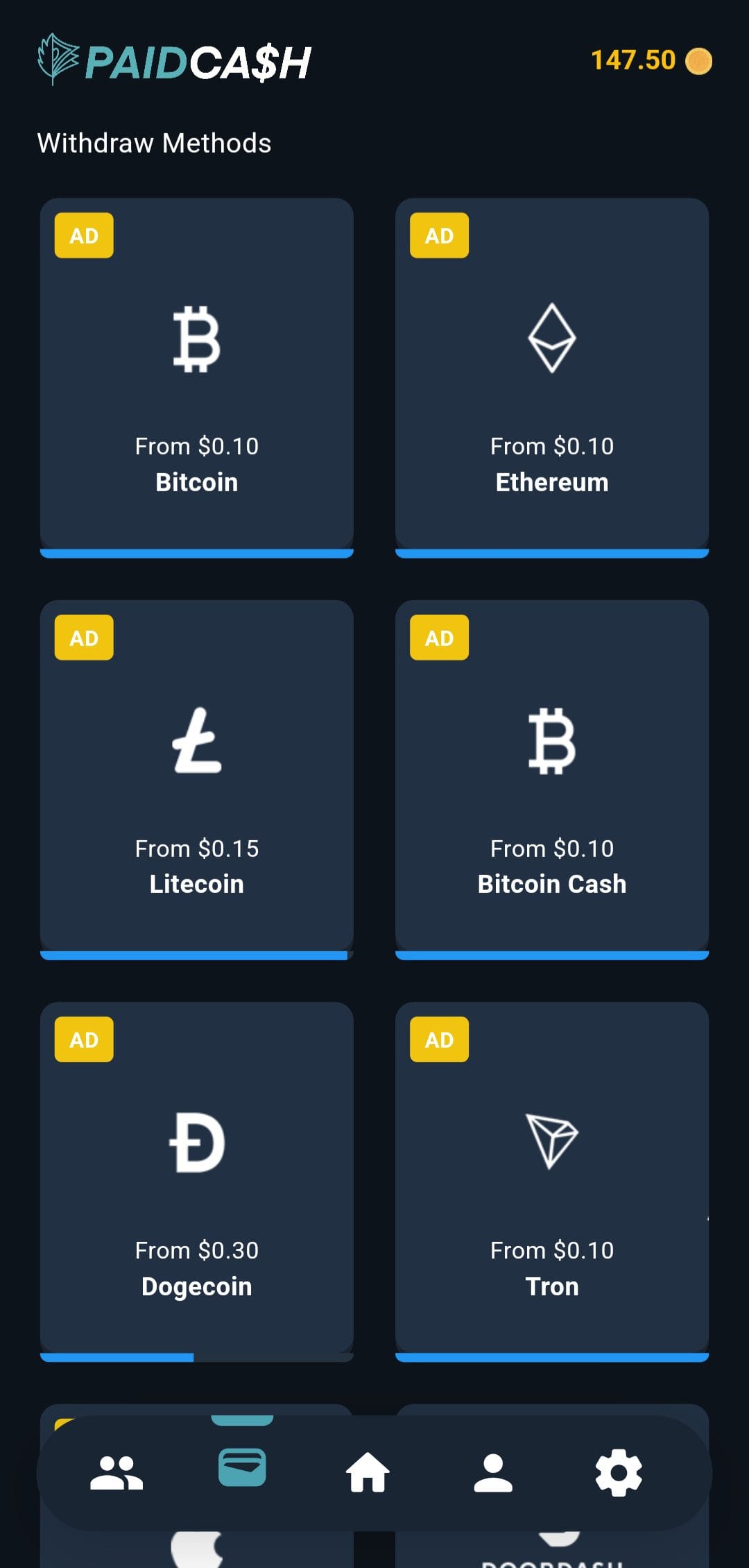 PaidCash Withdraw Methods