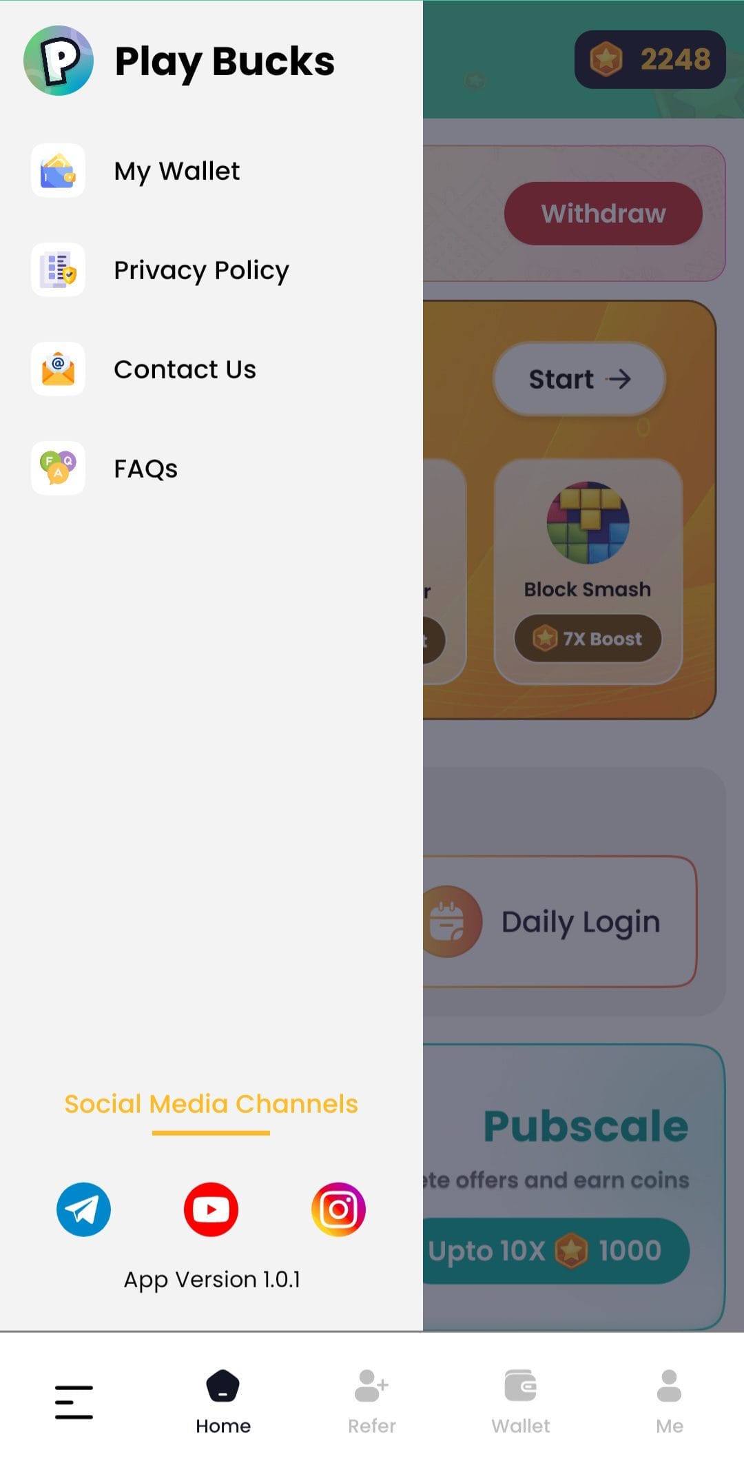 Play Bucks Profile Menu