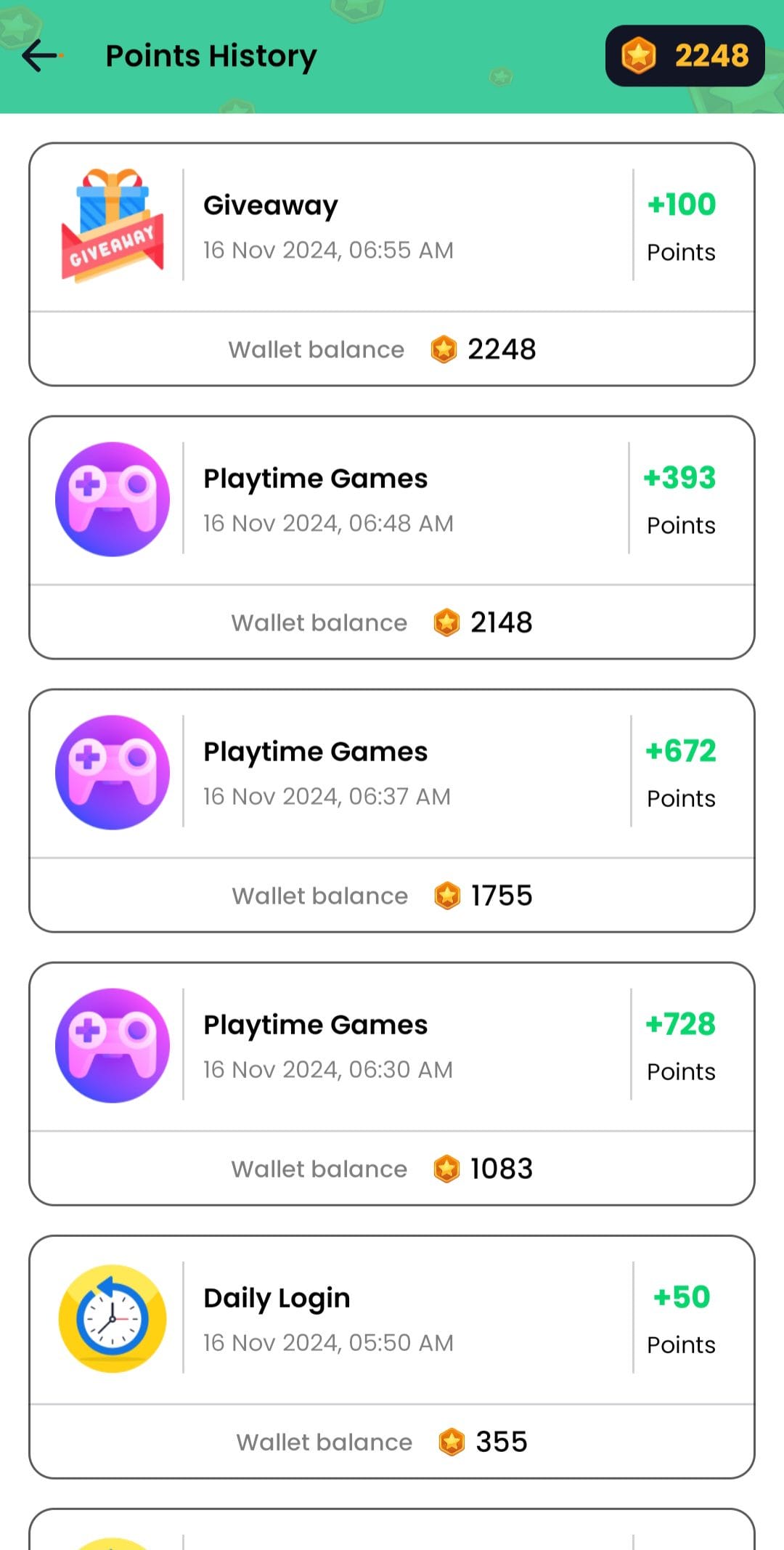 Play Bucks Points History