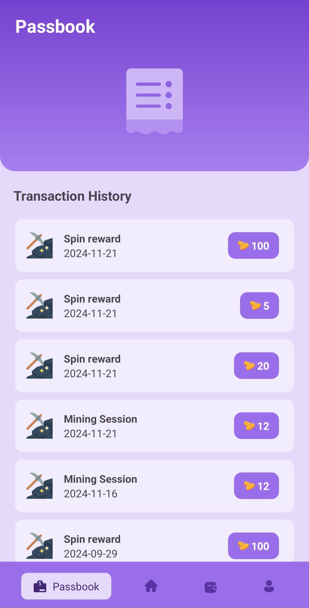 QuBit Network Transaction History
