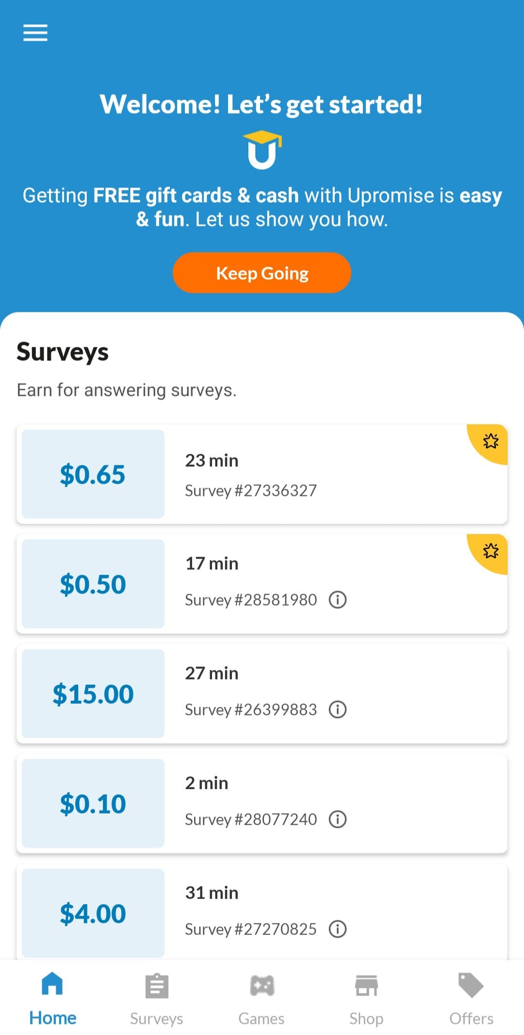 Upromise Answer Surveys