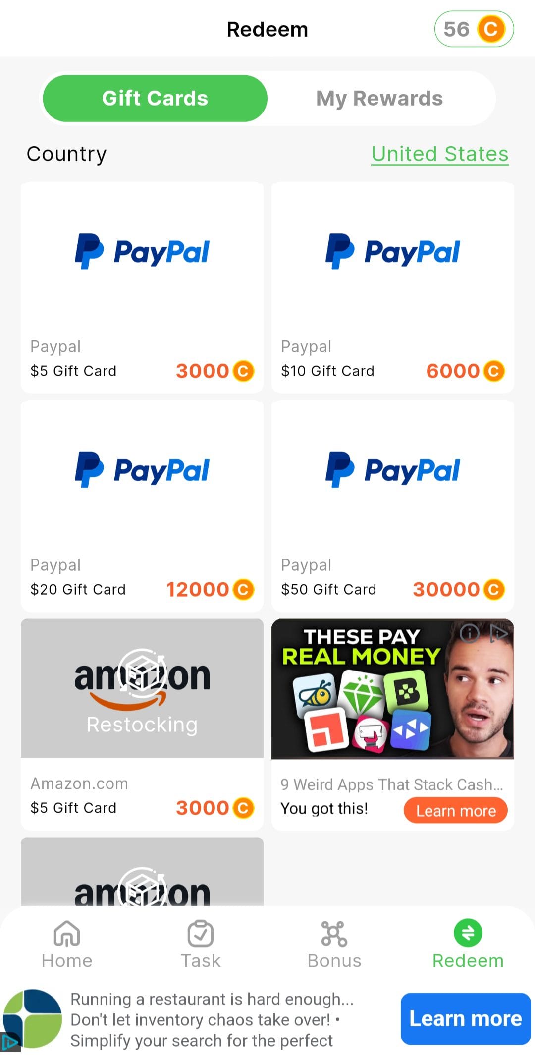WalkTask Cashout Options