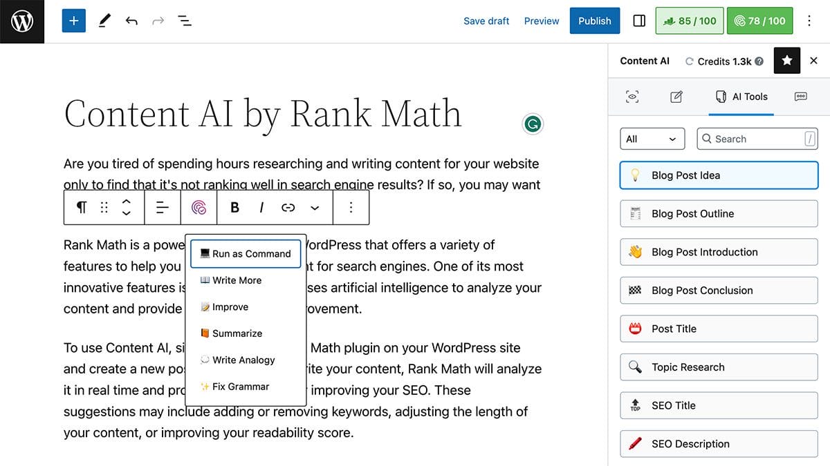 Rank Math content ai 