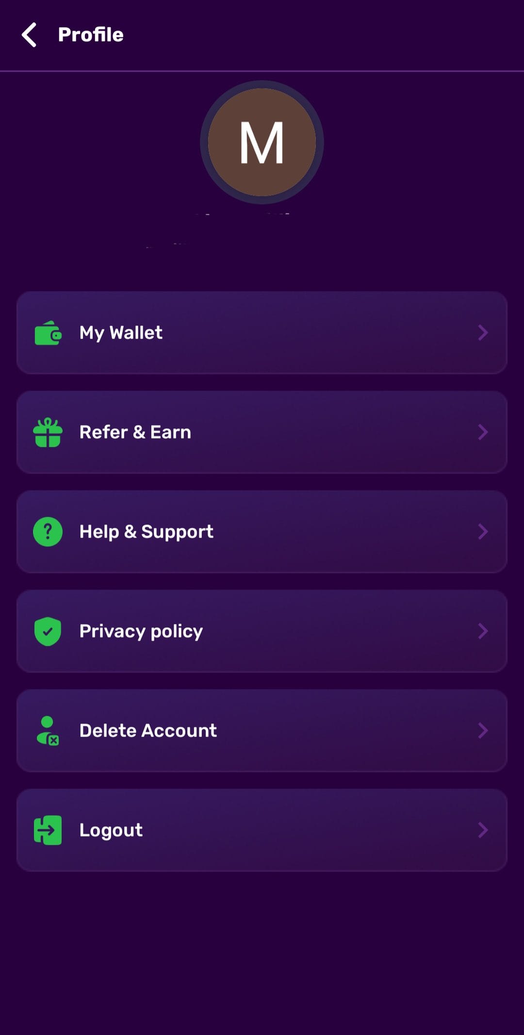 xReward Profile Menu