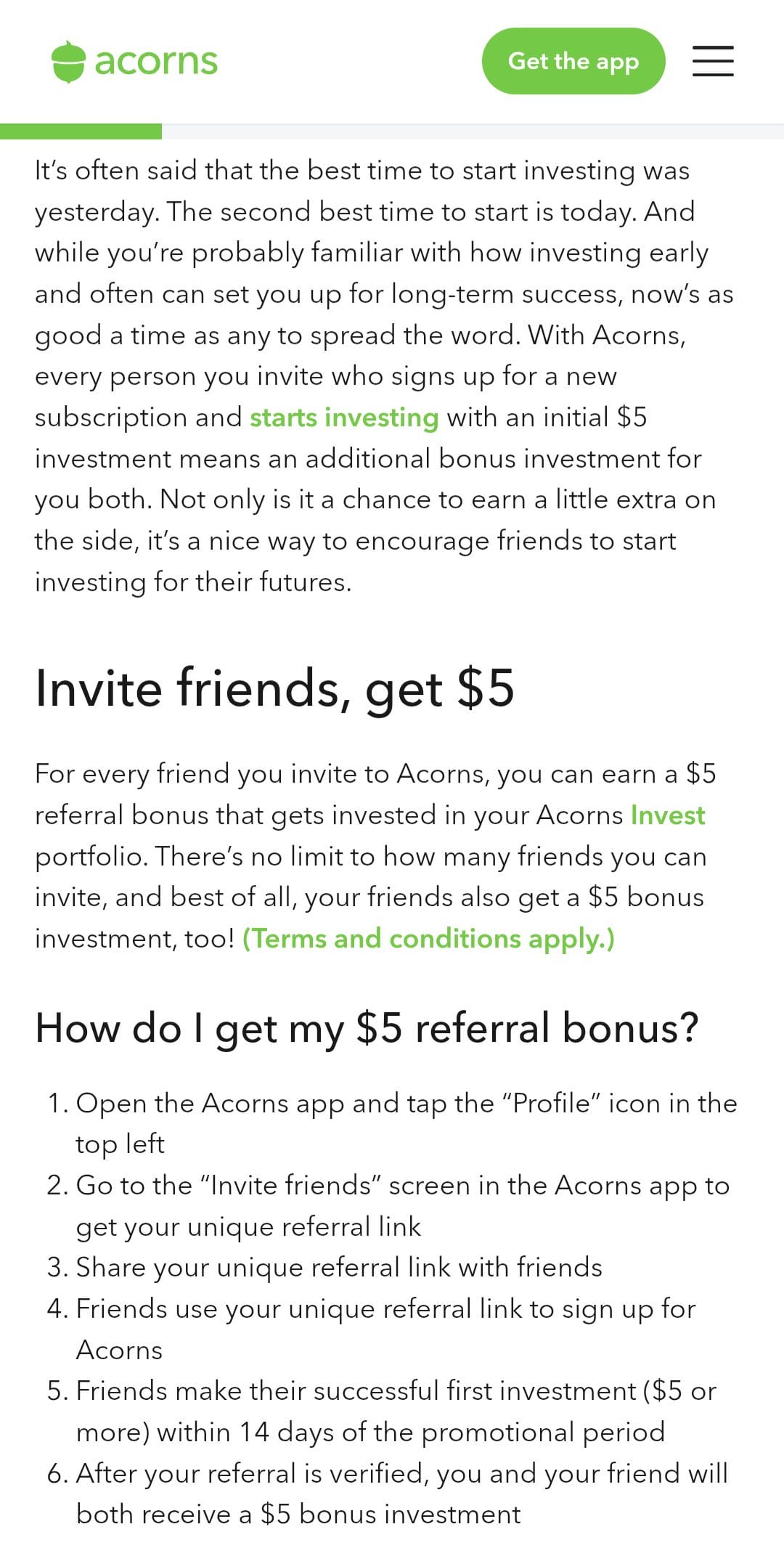 Acorns Invite Friends