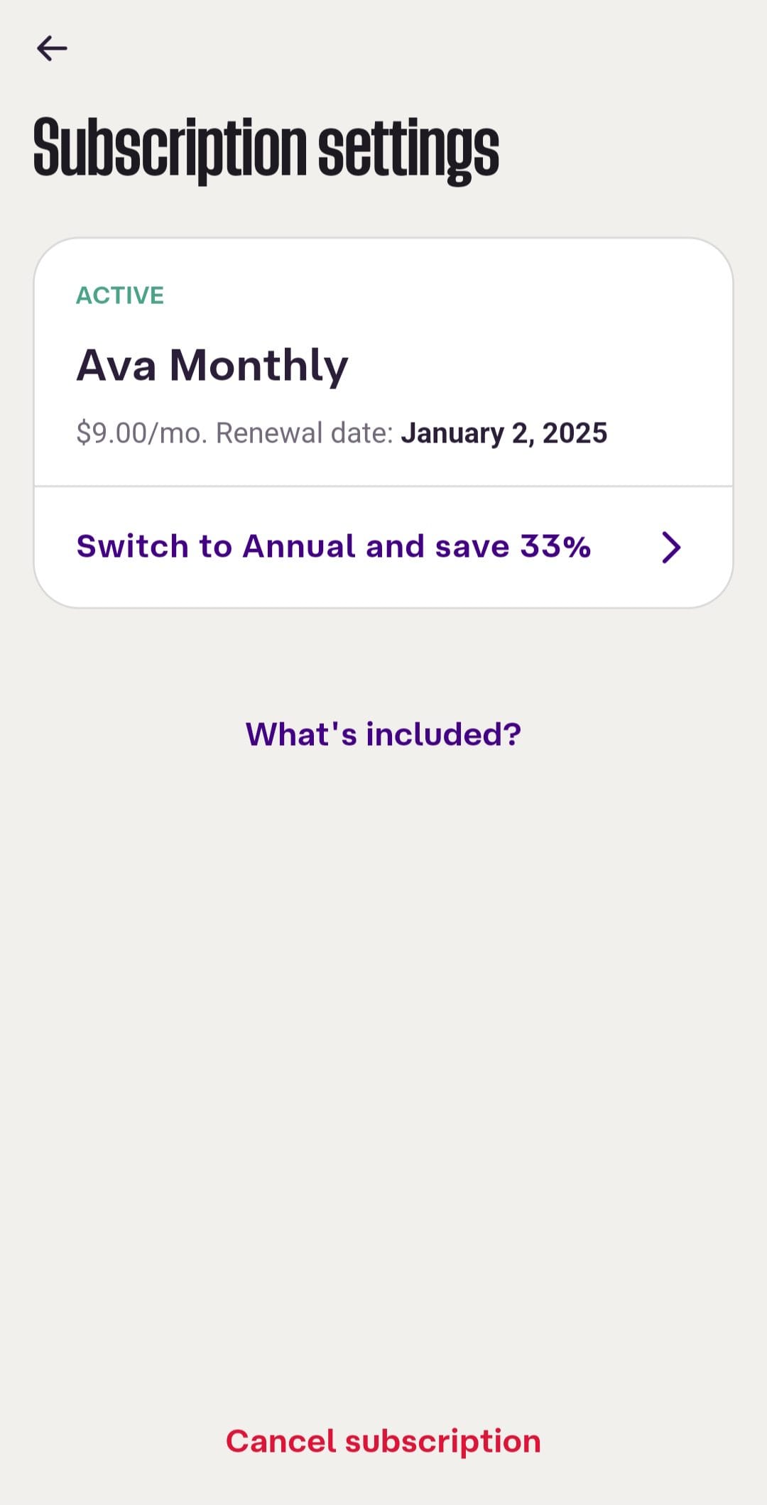 Ava Subscriptions
