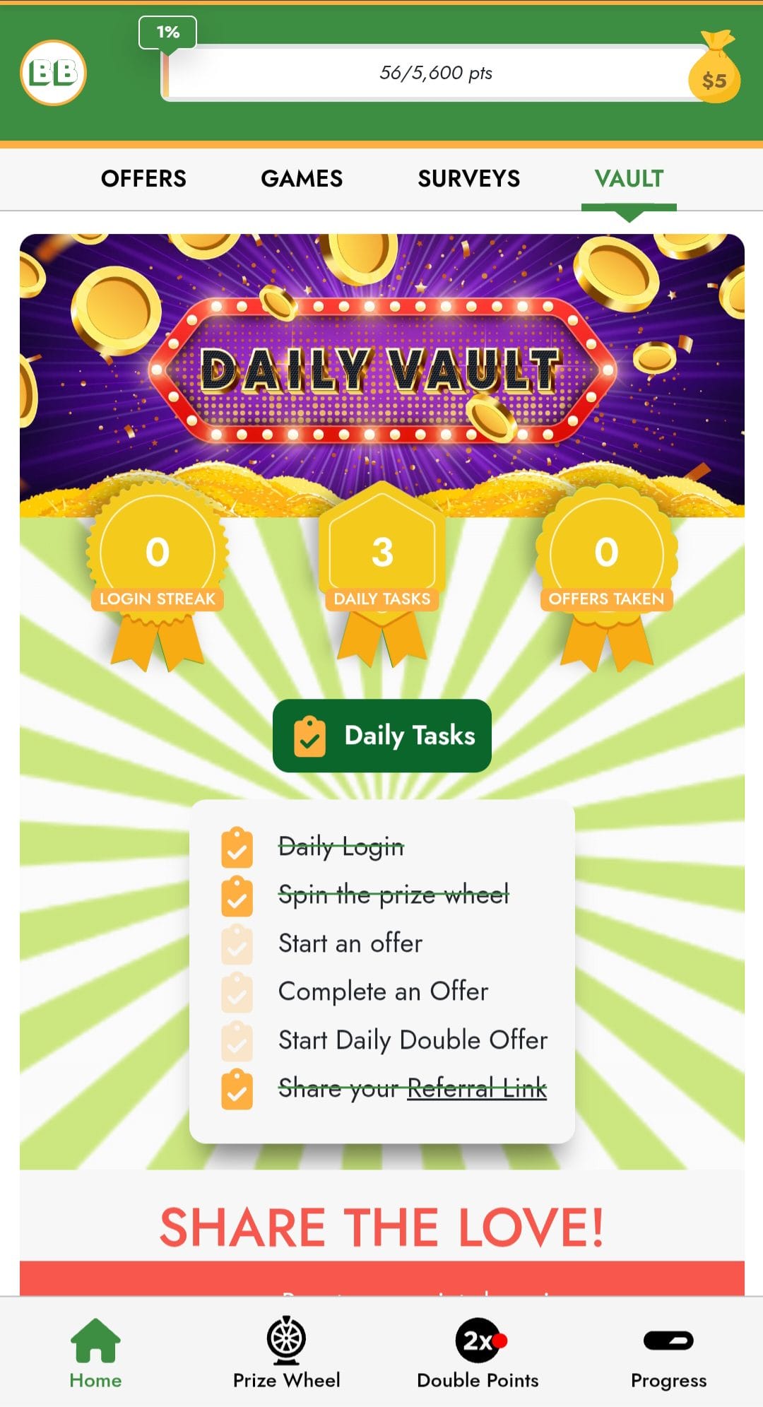 Bonus Bucks Daily Vault