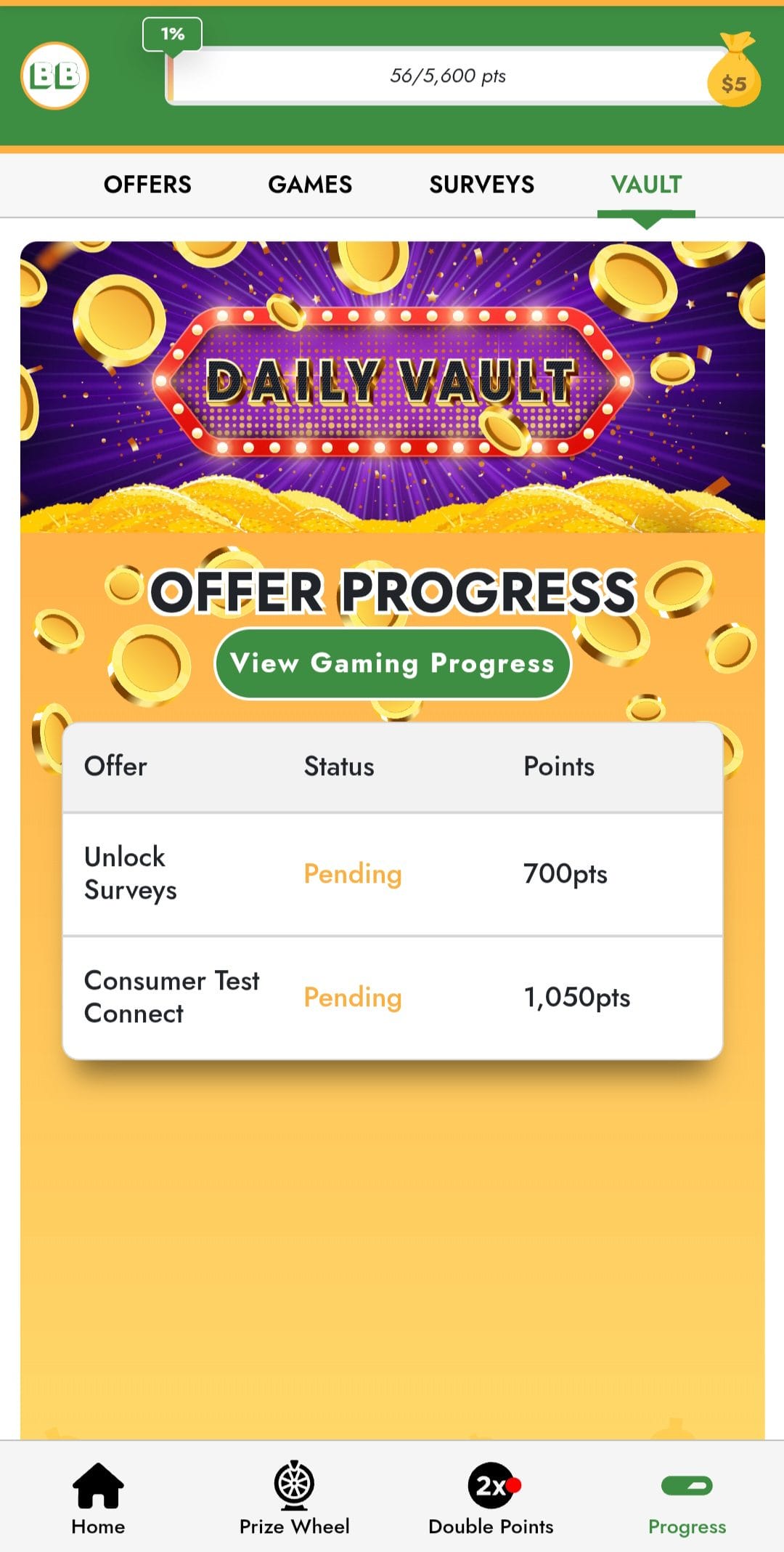 Bonus Bucks Offer Progress