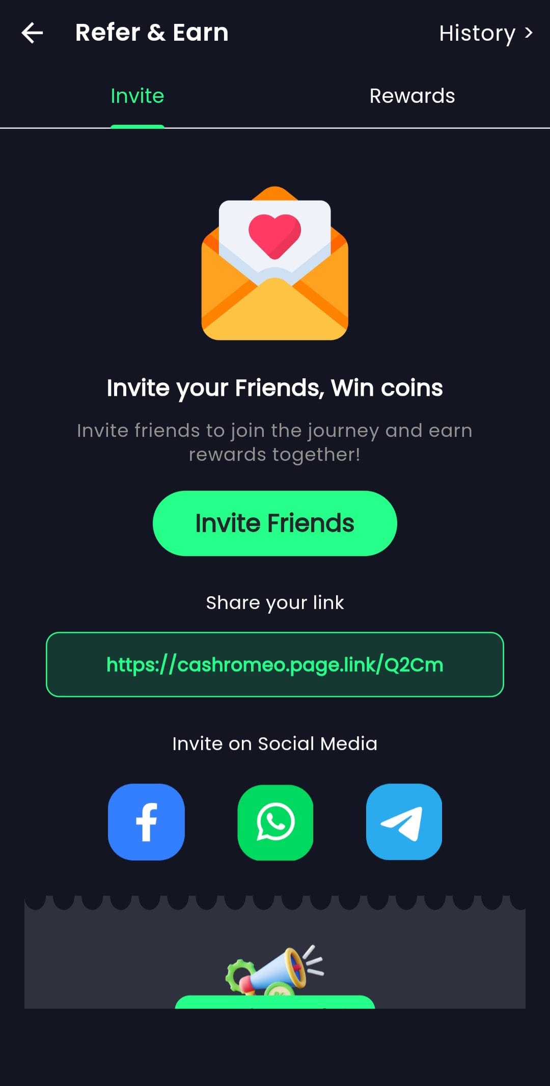 Cash Romeo Invite Friends